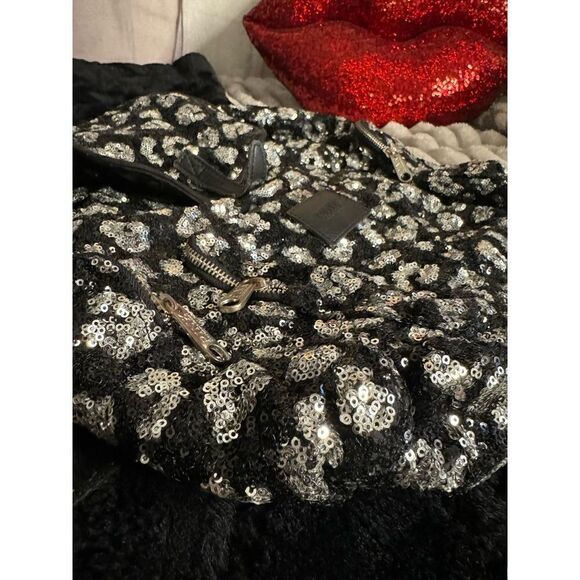 Victorias secret VS pink leopard cheetah sequin bling backpack + pouch - Picture 3 of 11